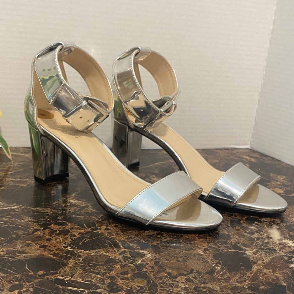 Nine West Silver Block Heel Sandals